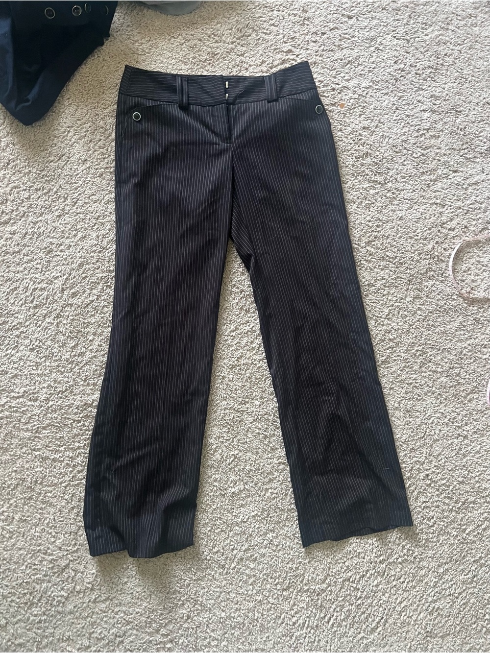 My Michelle Black Pinstripe Trousers